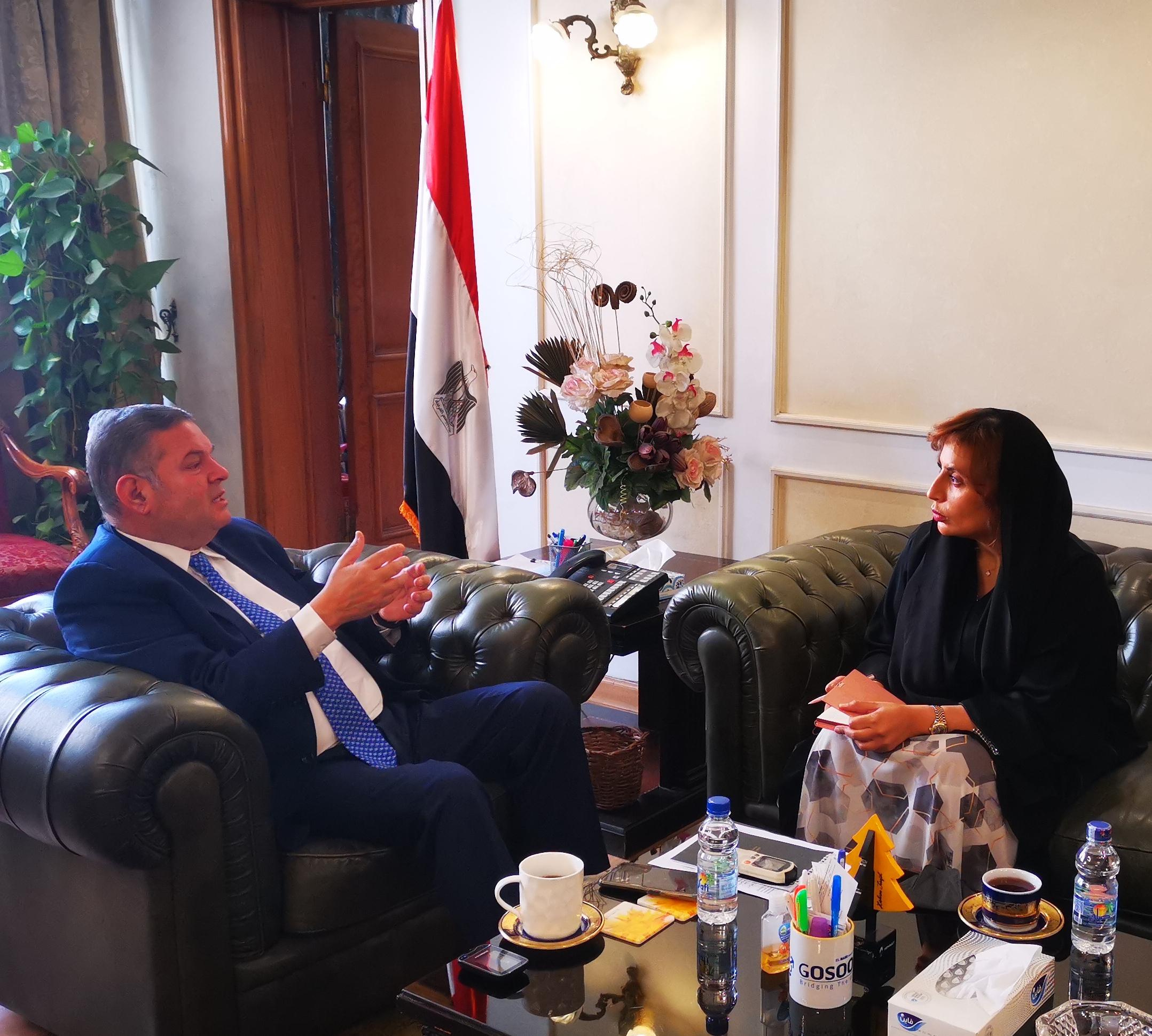 "توفيق" و"الكعبي" يبحثان تعزيز التعاون الاقتصادي بين مصر والإمارات